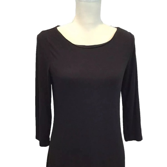 White House Black Market Black Lined Fit Flare Dress 3/4 Sleeves Women’s Small - Picture 2 of 6